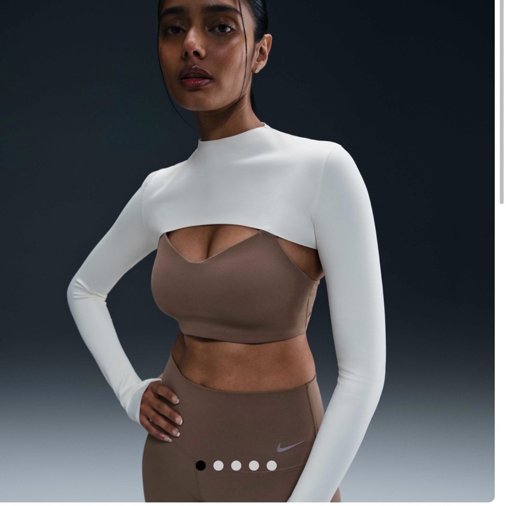 Nike Women's White Long Sleeve Crop Top